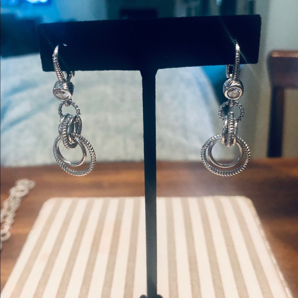 Judith Ripka Silver Circle Drop Earrings